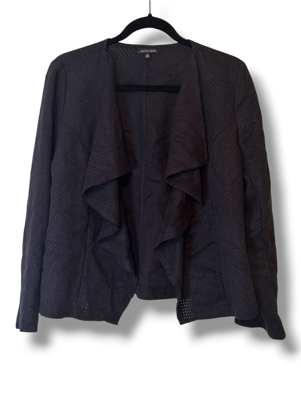 Notations Black Perforated Open-Front Blazer Jacket